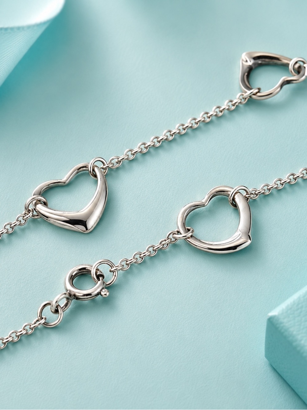 Tiffany & Co. 925 Silver Elsa Peretti Open Heart Bracelet